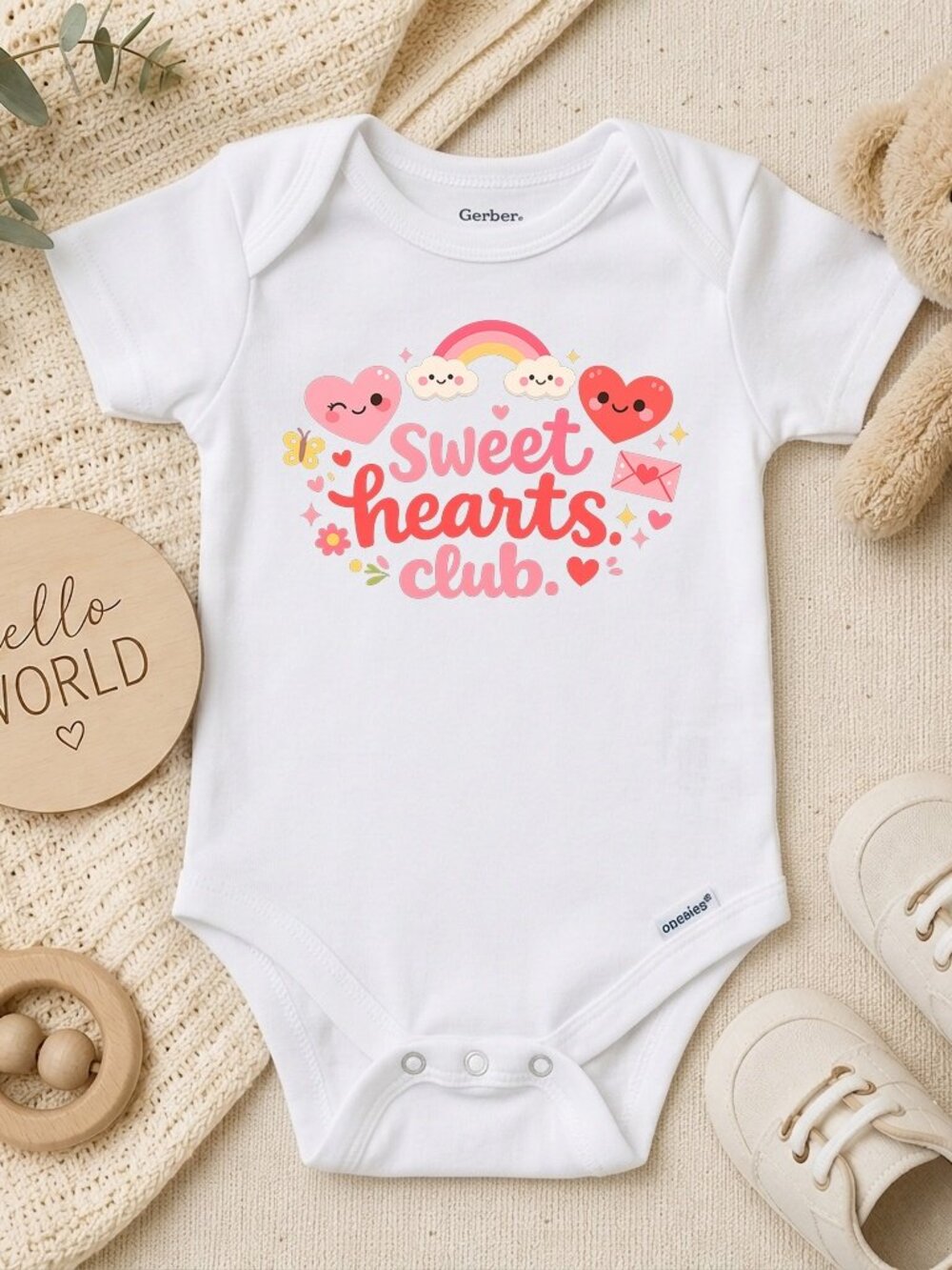 Retro Valentines Pink Sweethearts Club Girls Gift ONESIE®